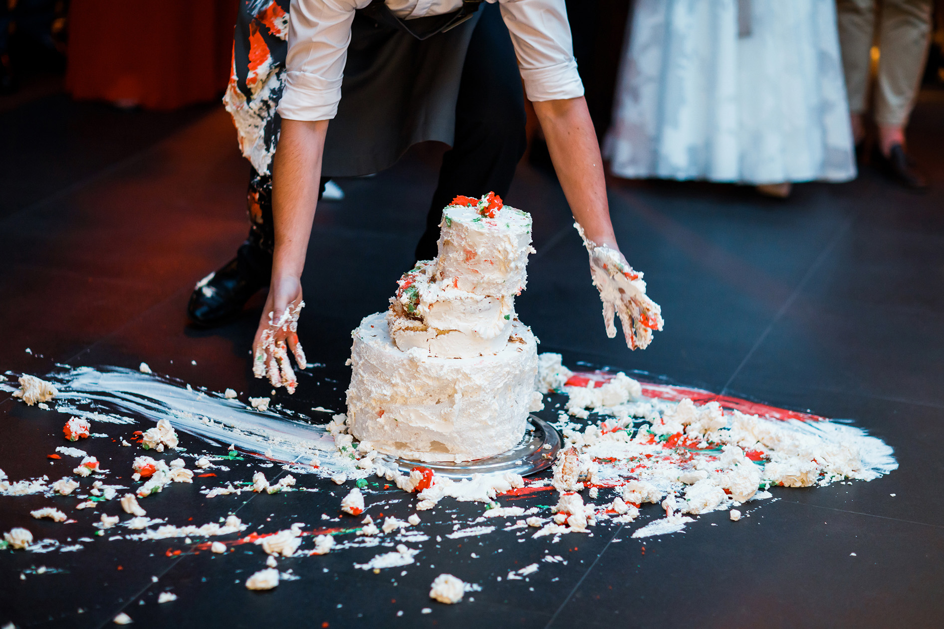 Dropped wedding cake